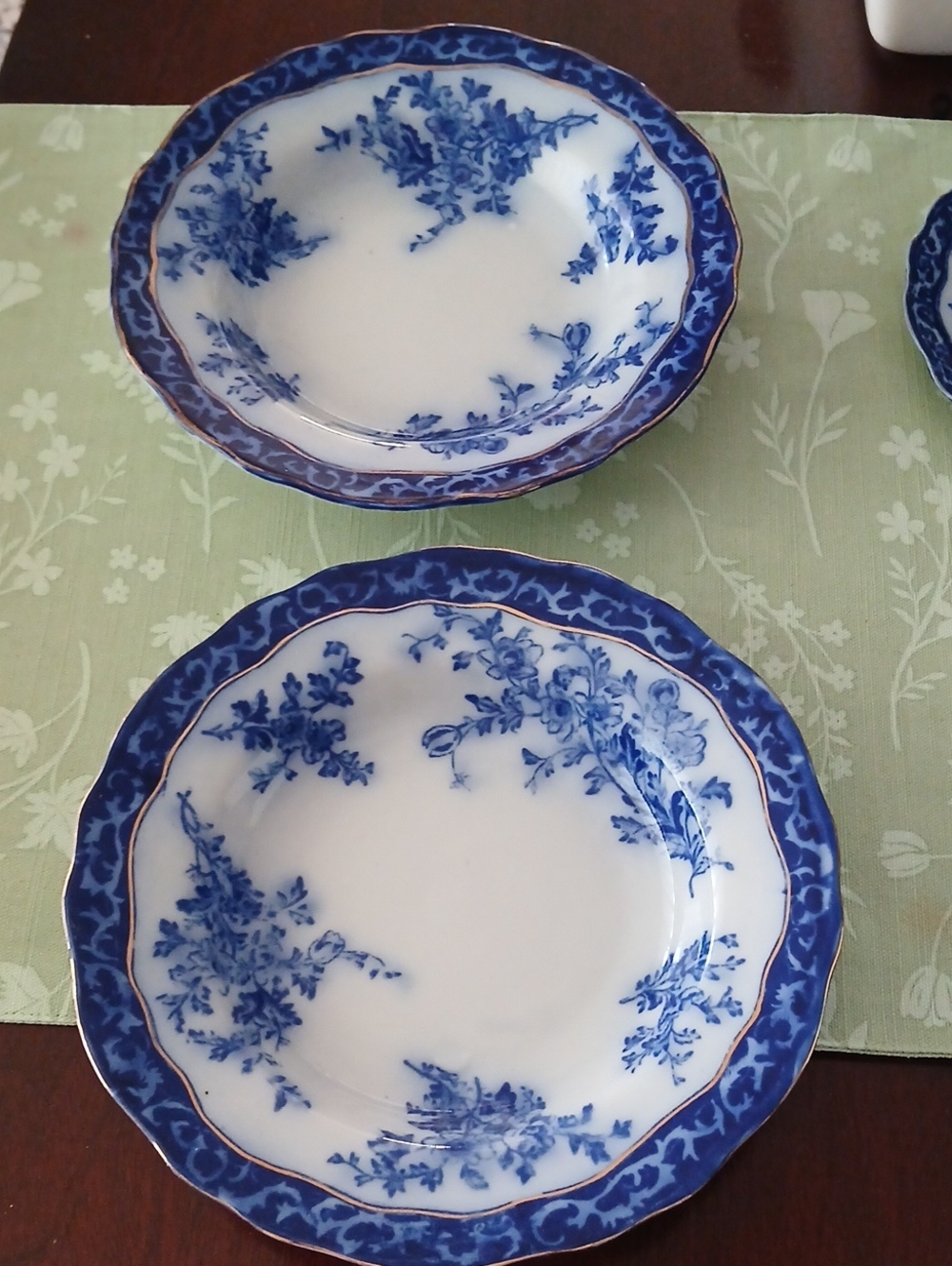 Flow Blue Touraine Soup Bowls. Set Of 2